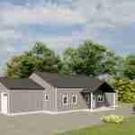 plan 470-0007 front aerial angled view rendering