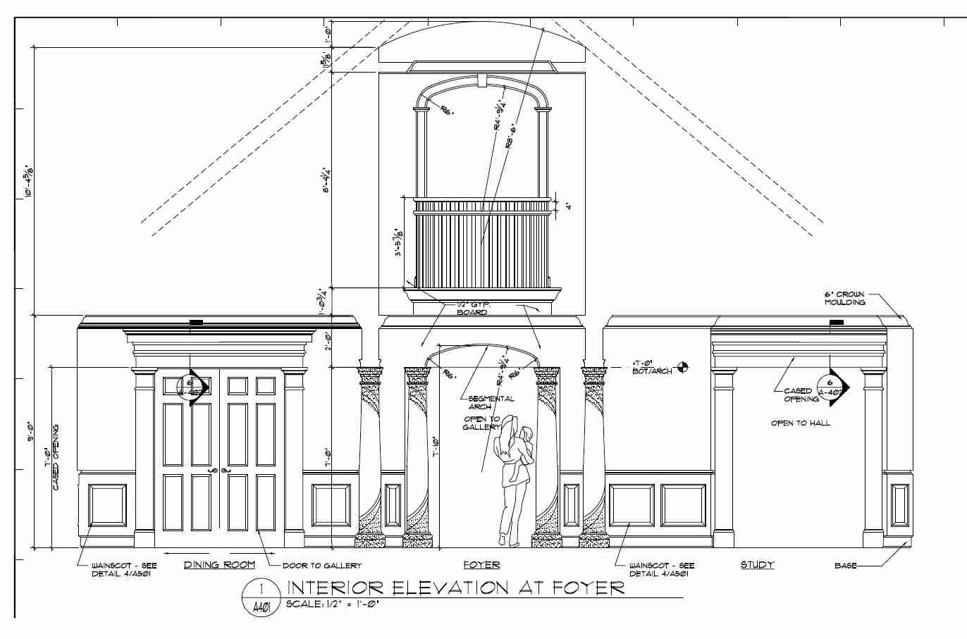 interior elevation at foyer from plan 400-0002