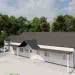 plan 240-0017 rear aerial view rendering