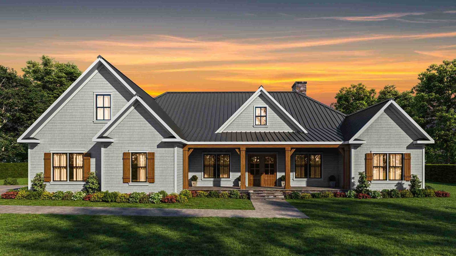 plan 110-0009 front night time rendering