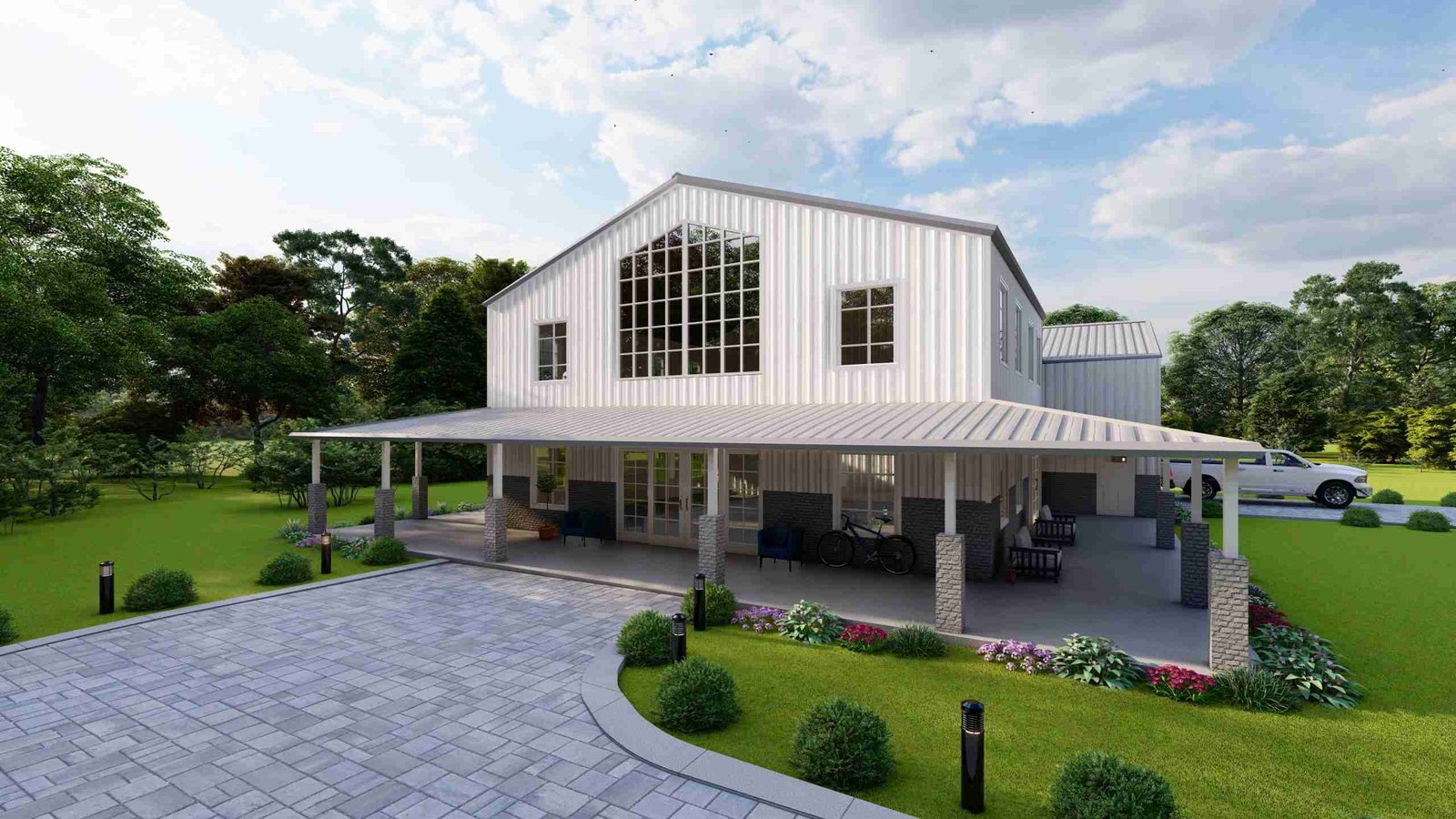 plan 470-0032 front slight angled view rendering