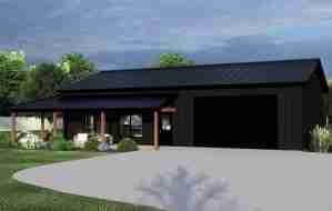plan 580-1004 front garage view rendering