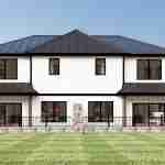 plan 580-1057 duplex rear view rendering