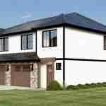 plan 580-1057 duplex front right angle view rendering