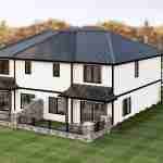plan 580-1057 overhead duplex rear right angle view rendering