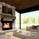 plan 580-1093 rear view outdoor fireplace rendering