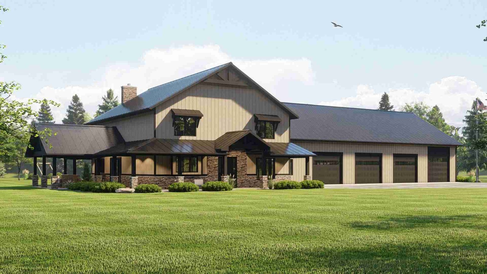 plan 580-1152 front view left angle rendering