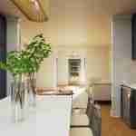 plan 580-1119 kitchen toward living area view rendering