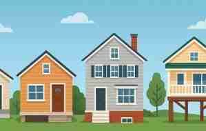 Image showing houses of various foundation types including slab, crawlspace, basement, and piling