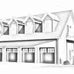 plan 580-1109 front view black and white rendering
