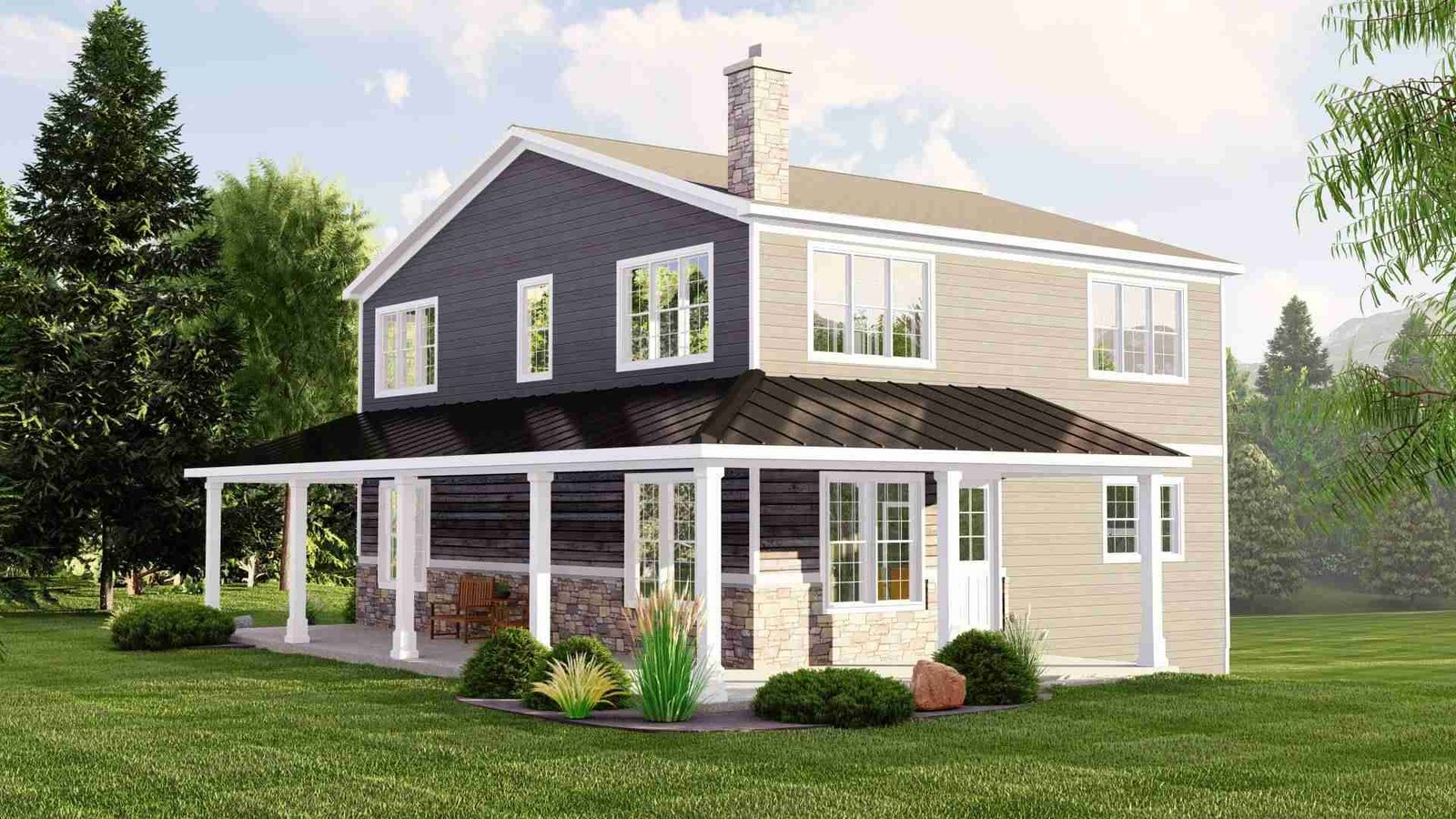 plan 580-1195 front left angle rendering