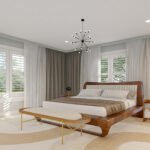 Plan 288-0262 Primary bedroom with large windows and modern decor