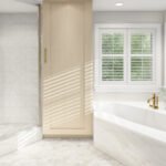 Plan 288-0262 Primary bathroom with shower, tub, and natural light