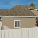 Plan 288-0260 Rear right view of a house with a gable roof and fence