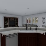 Plan 288-0260 kitchen with island and open living area views