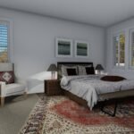 Plan 288-0260 primary bedroom with large windows and decorative rug
