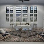 Plan 288-0235 interior view of a cozy living room with a fireplace