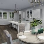 Plan 288-0235 open kitchen and dining area with modern finishes