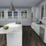 Plan 288-0235 kitchen with island and large windows