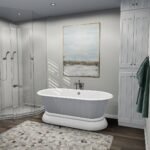Plan 288-0235 primary bathroom with freestanding tub and glass shower