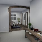 Plan 288-0235 interior view of a hallway with decorative archway