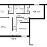 Plan 288-0262 basement level floor plan with three bedrooms and family room