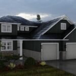 Plan 288-0263 Front view of a two-car garage home with gable roof