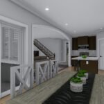 Plan 288-0263 Interior view of a kitchen and dining area with island