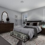 Plan 288-0263 primary bedroom with large windows and decorative rug