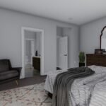 Plan 288-0263 primary bedroom with dresser and seating area