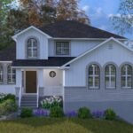 Plan 288-0264 Front view with arched windows and gable roof