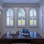 Plan 288-0264 interior view of an office with arched windows and desk