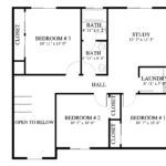Plan 288-0264 upper level floor plan layout with three bedrooms and study