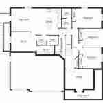 Plan 288-0136 main level floor plan with family room and multiple bedrooms