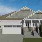 Plan 288-0136 Front view with gable roof and stone accents