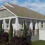 Plan 288-0136 Front view with gable roof and stone accents