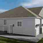 Plan 288-0136 Rear view of a house with a gable roof and porch