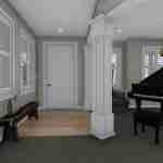 Plan 288-0136 interior view with grand piano and natural light