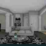 Plan 288-0136 living room with fireplace and grand piano