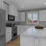 Plan 288-0136 kitchen with island and white cabinetry