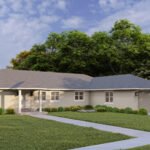 Plan 288-0149 Front view of a single-story home with a gable roof