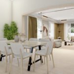 Plan 288-0139 Interior view of dining area with open living space beyond