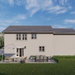 Plan 288-0265 Rear view with patio, outdoor seating, and garden area