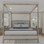 Plan 288-0265 Primary bedroom with a four-poster bed and large windows