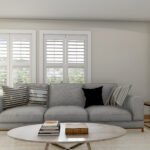 Plan 288-0265 Living room with large windows and modern furnishings