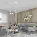 Plan 288-0097 Modern living room with large windows and stylish decor