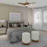 Plan 288-0097 Primary bedroom with large windows and modern decor