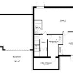 Plan 288-0265 basement level floor plan with family room and bedroom