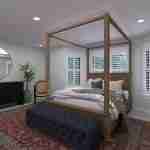 Plan 288-0266 primary bedroom with four-poster bed and large windows