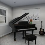 Plan 288-0267 interior view of a music room with a grand piano
